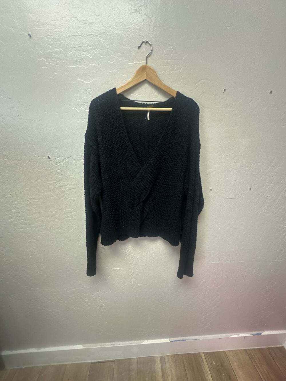 Free People Sensual Wrap V-Neck Cotton Knit Sweater